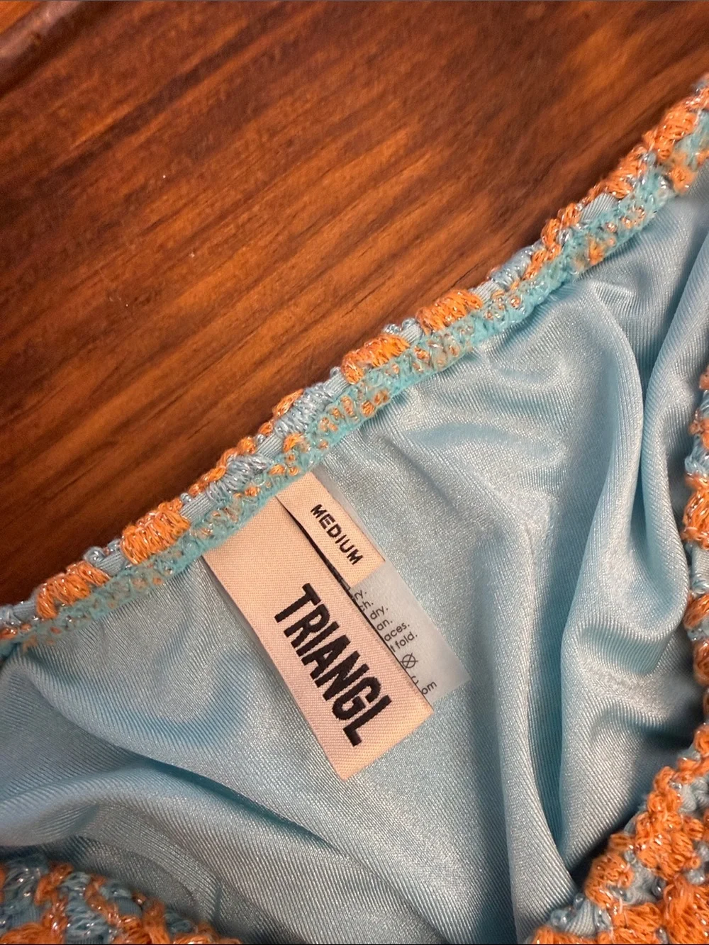 triangl swimwear Crochet Bikini Set. Like new! Top XL and Bottom L.